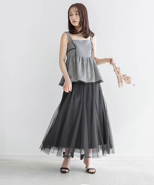 ペプラムビスチェセットチュールスカート