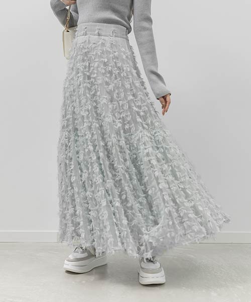 リボンチュールフレアスカート