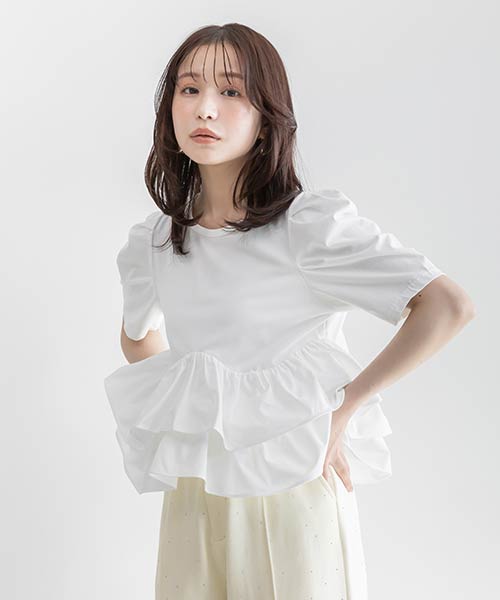 タフタフリルペプラムTシャツ