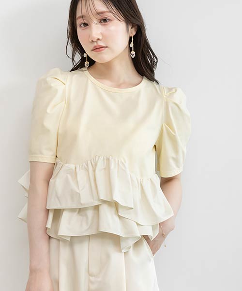 タフタフリルペプラムTシャツ