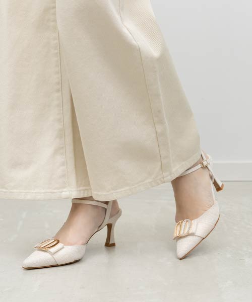 新色/ビジューパーツストラップパンプス