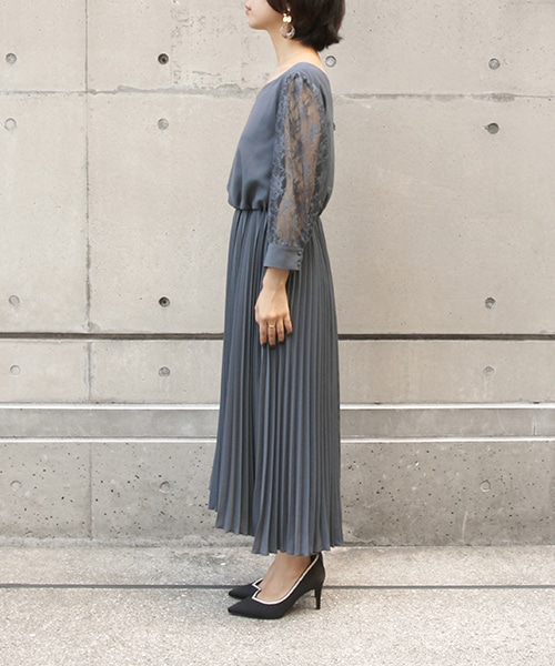 袖レースプリーツワンピースranda公式サイト