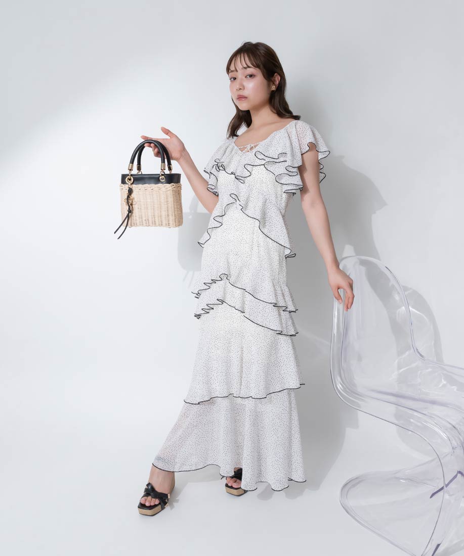 CORCOVADO / シフォンティアードワンピース（WEB限定） SOLD}CORCOVADO コルコバード シフォンティアードワンピース