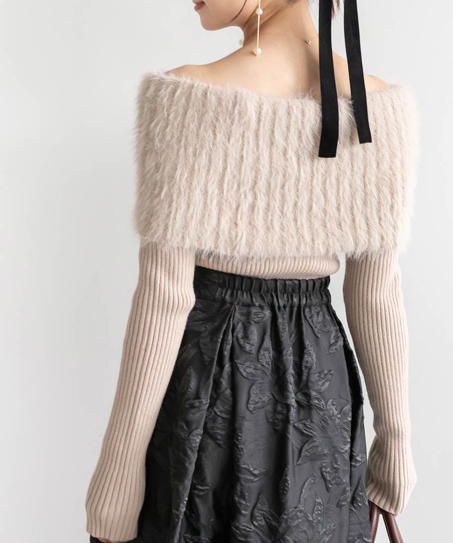 【SALE】シャギーオフショルニット