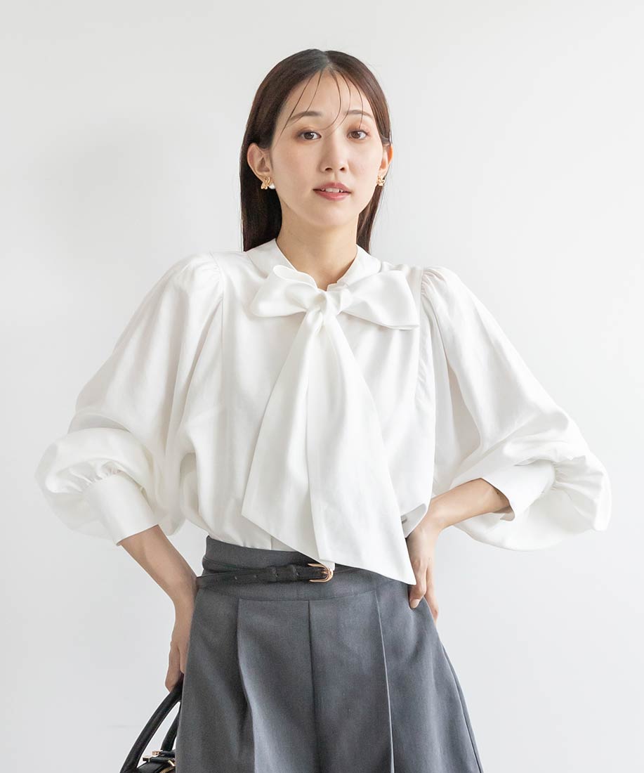 新品タグ付✨定価16, ティアラ 2wayリボンブラウス ボウタイ 黒