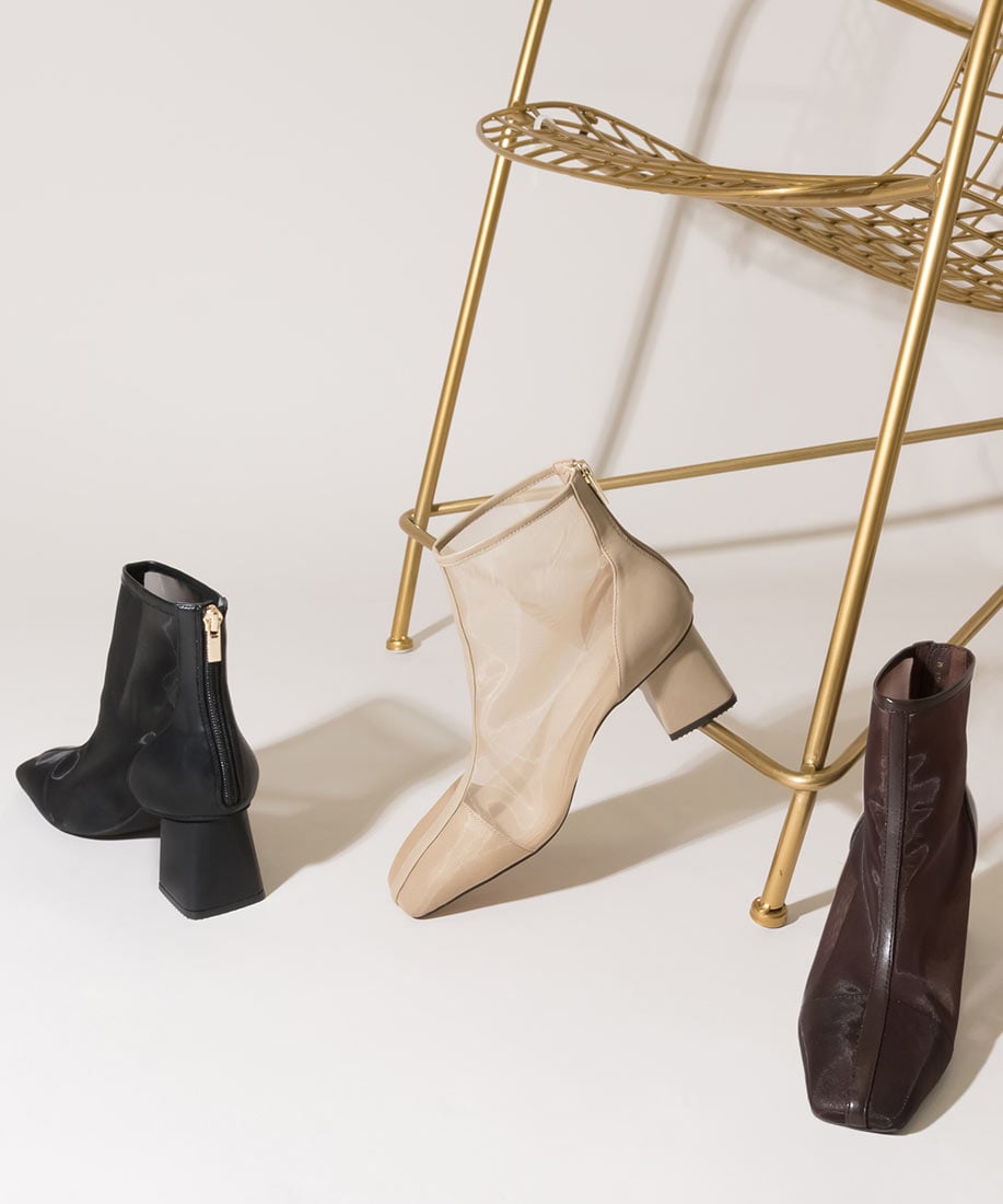 シューズレディース パンプス アパレルの通販 Randa公式サイトソフト シースルーショートブーツ Sサイズ ベージュ シューズ一覧