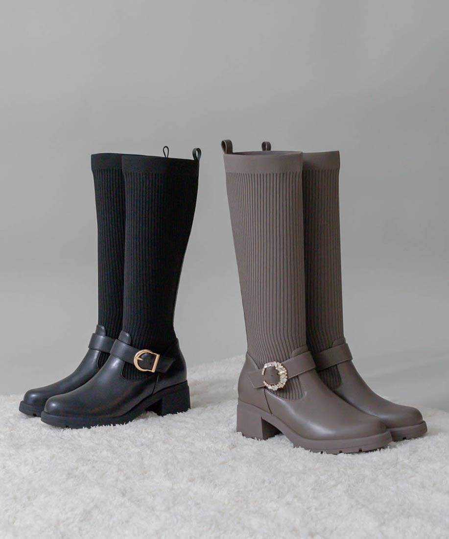 SALE】晴雨兼用 2WAY パーツベルトソックスコンビロングブーツ