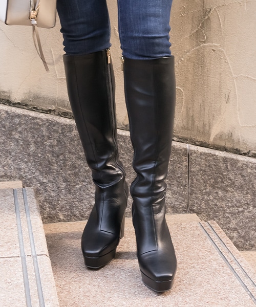 【SALE】ボリュームソールストレッチロングブーツ