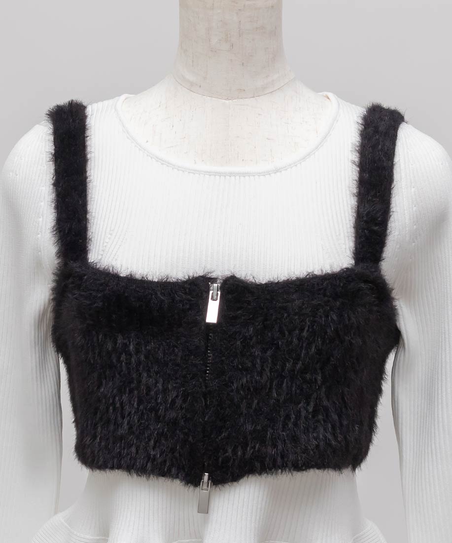 SALE】シャギービスチェセットペプラムニットトップスRANDA公式 SALE】シャギービスチェセットペプラムニットトップスRANDA公式