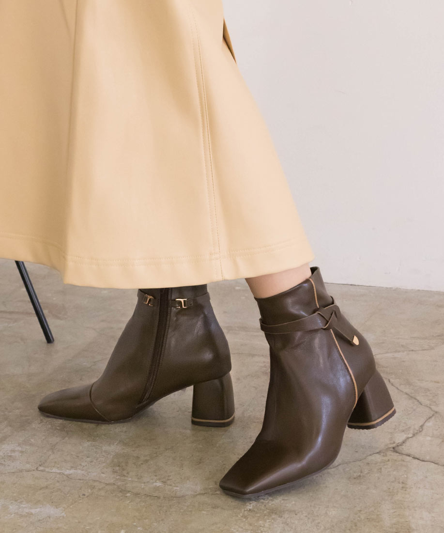 SALE】2WAY ストレッチ 結びベルトショートブーツ