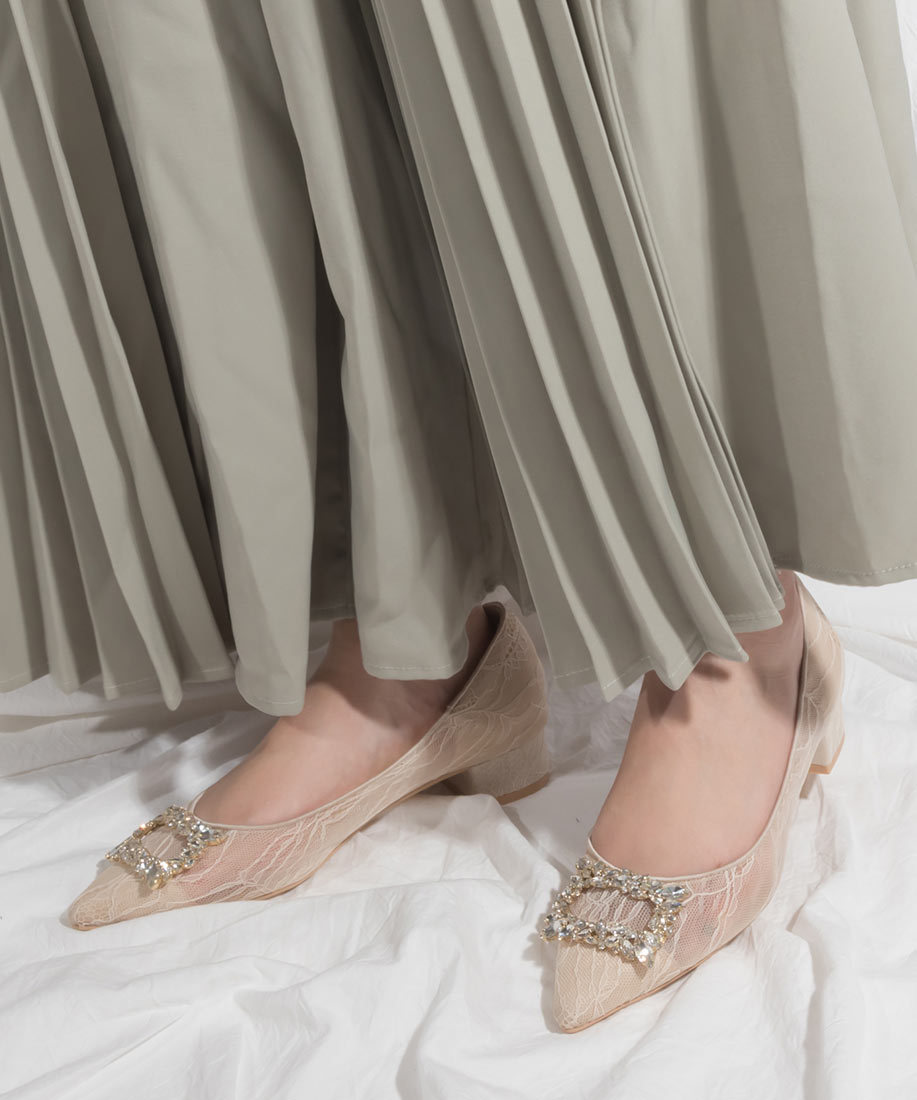 ソフト レースメッシュビジューバックルパンプスranda公式サイト