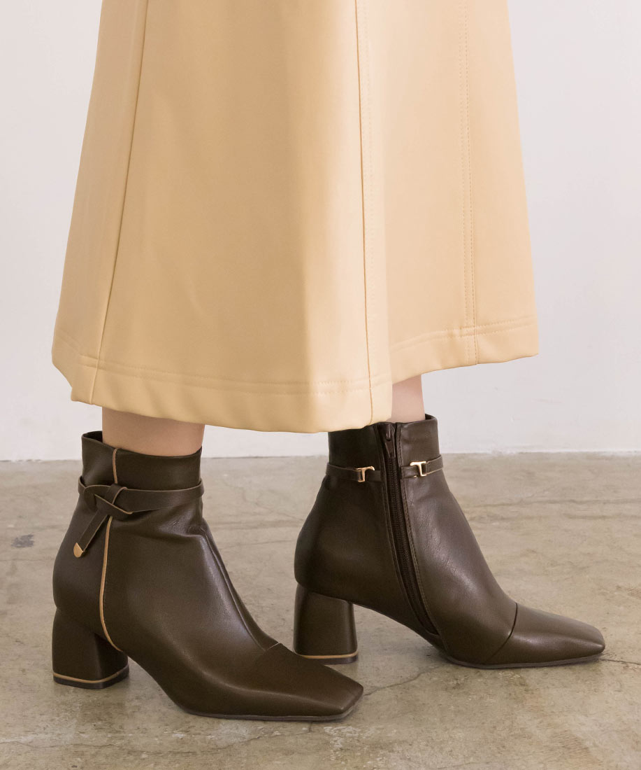 SALE】2WAY ストレッチ 結びベルトショートブーツ