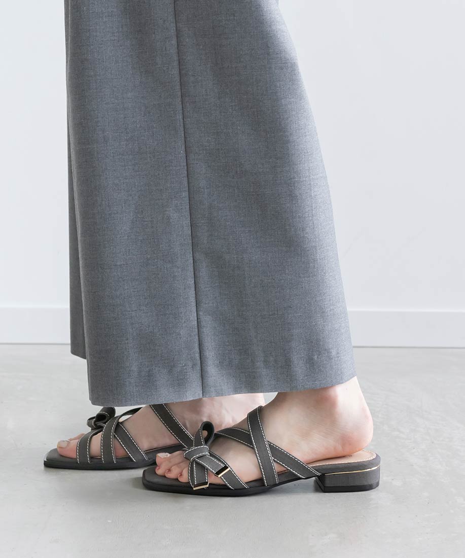 SALE】アシンメトリーリボンフラットミュールサンダルRANDA公式