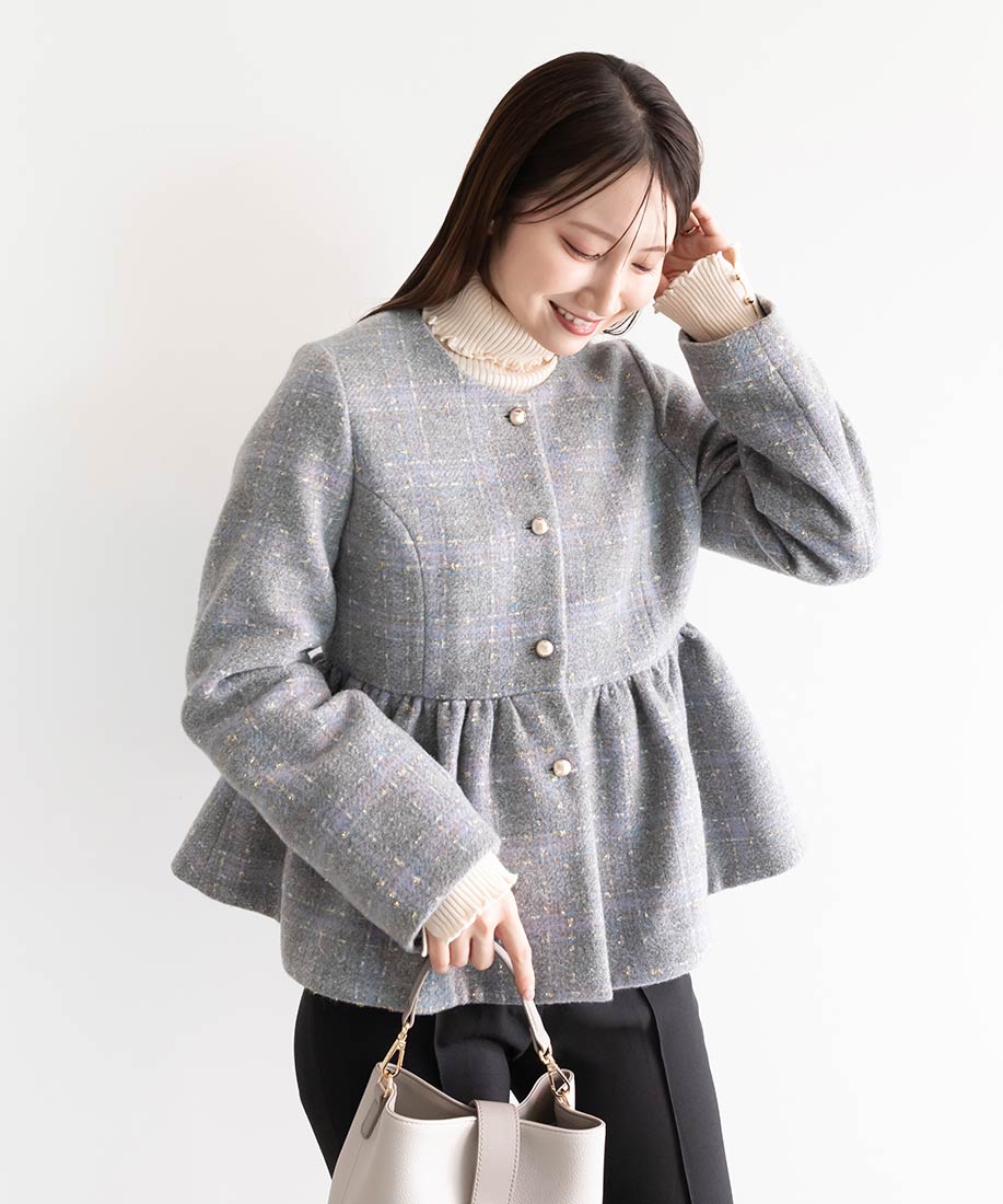 SALE】ウールライクペプラムショートコートRANDA公式サイト