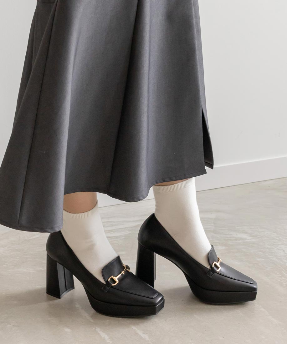 ローファー　RANDA 2WAY プラットフォームシューズ （BLACK）