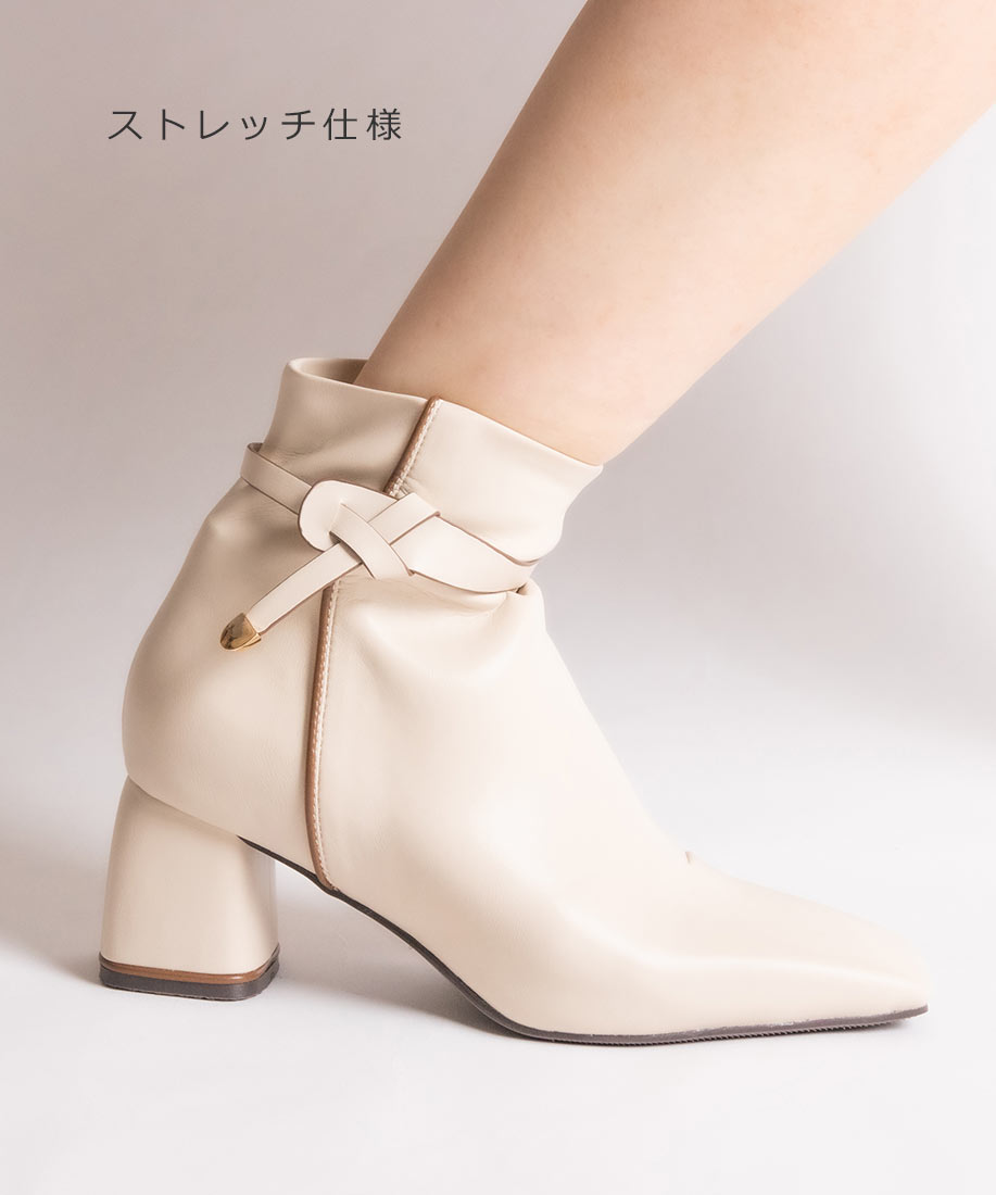 SALE】2WAY ストレッチ 結びベルトショートブーツ