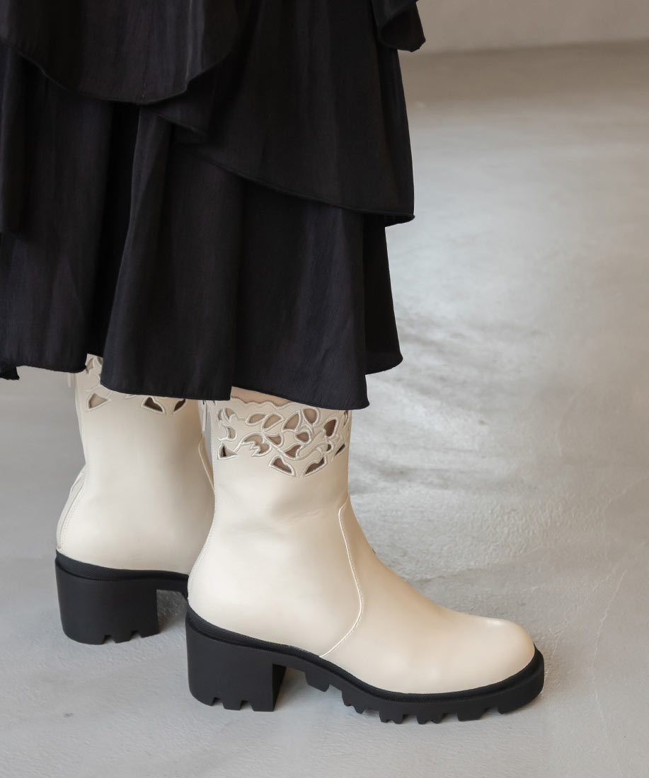 【アグー UGG】カットワーク×フリンジ ブーツ