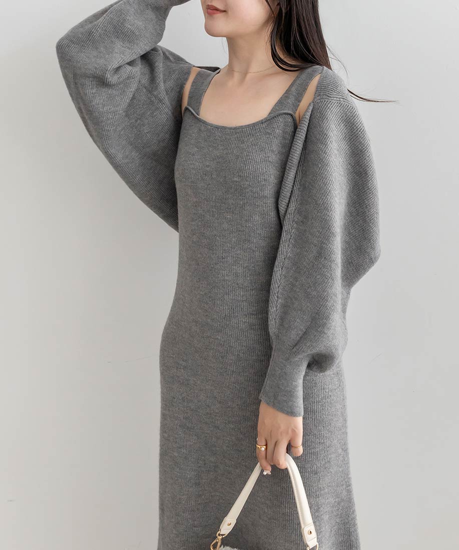 SALE】【選べる丈感】2WAYボレロセットニットワンピース｜RANDA