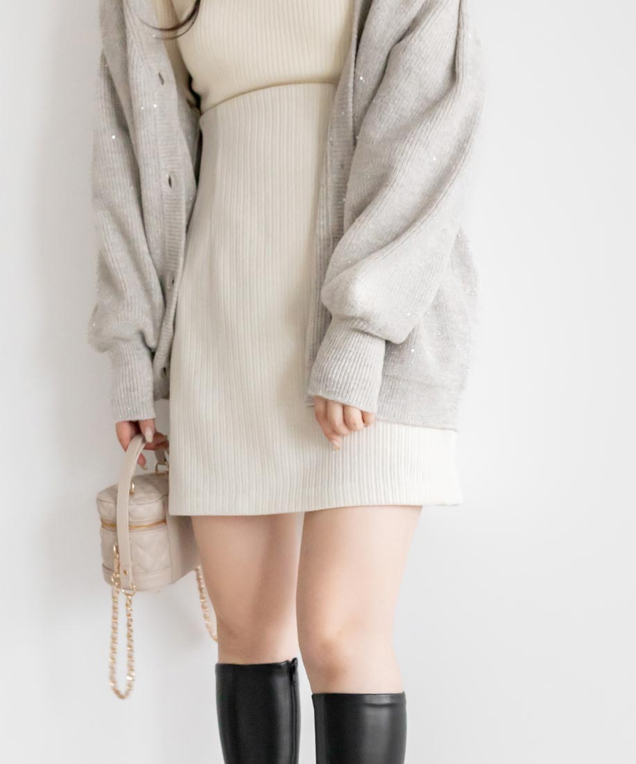 DT MaxMara ★ ツイード ラメ ミニ スカート AUTORE ホワイト ラメツイードショート台形ミニスカート