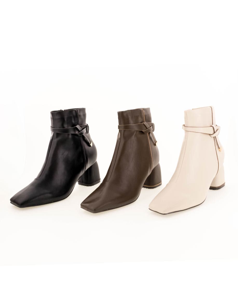 SALE】2WAY ストレッチ 結びベルトショートブーツ