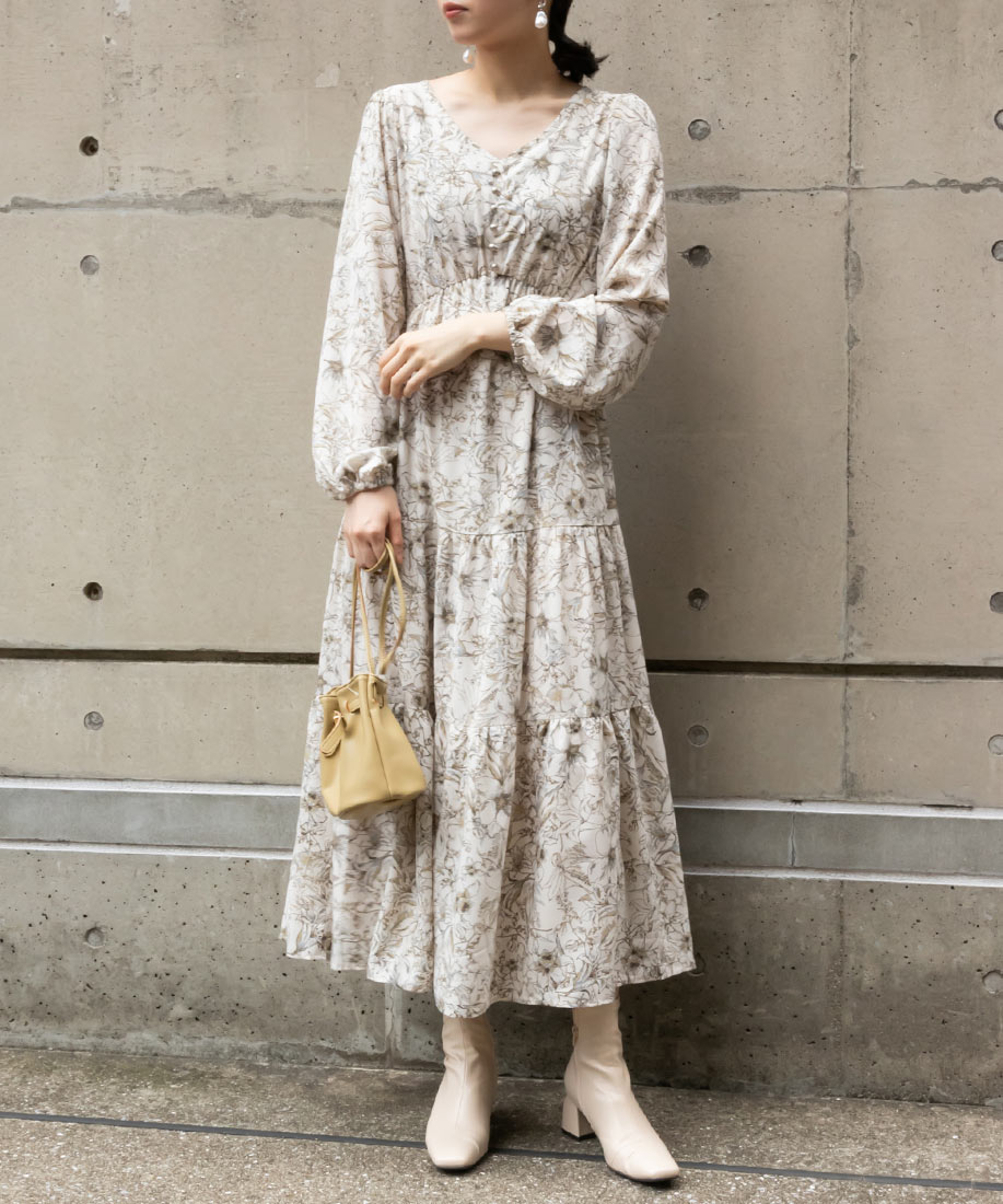 シフォンプリントティアードワンピースranda公式サイト