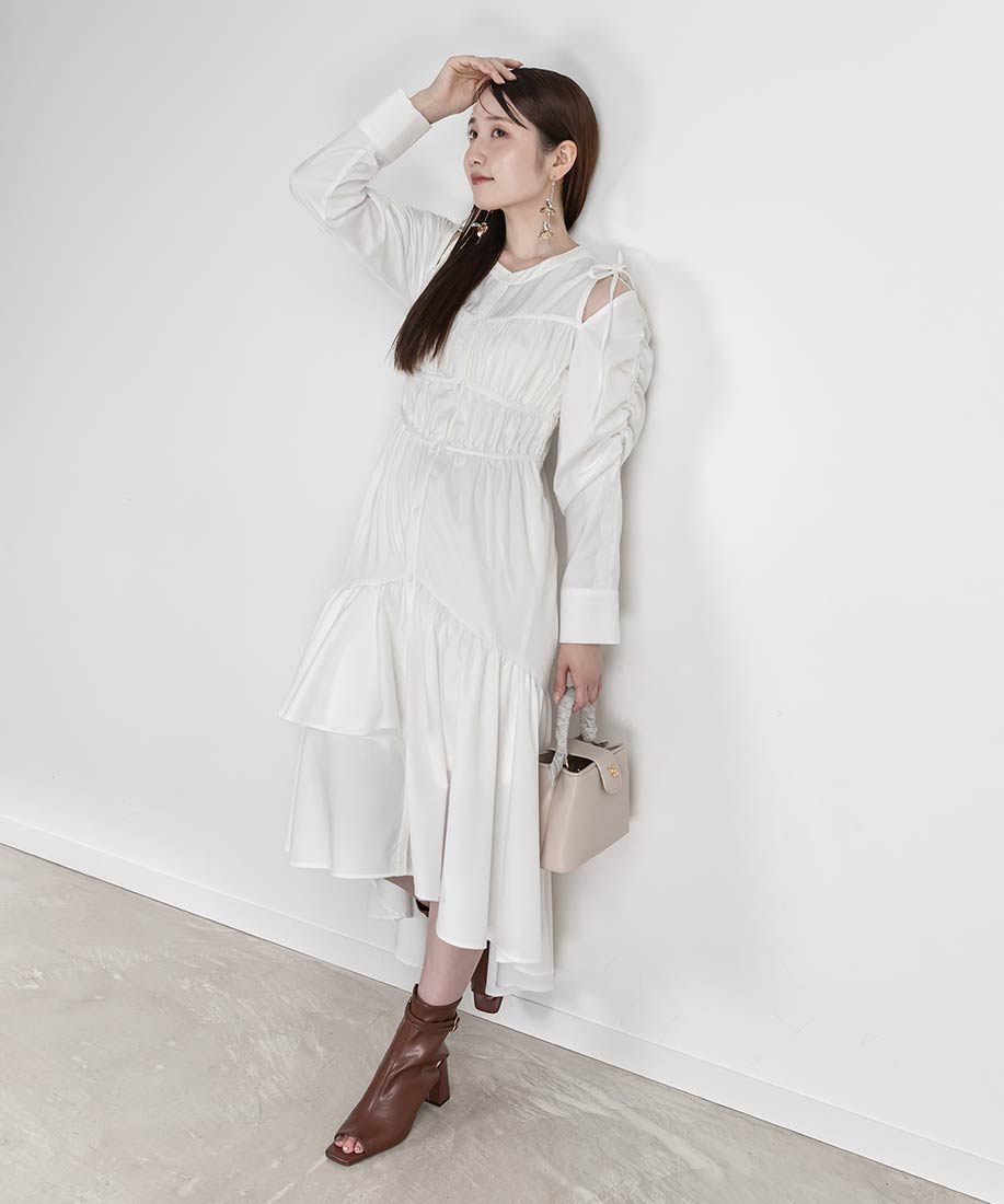 SALE】2WAYショルダーフィッシュテールシャツワンピース