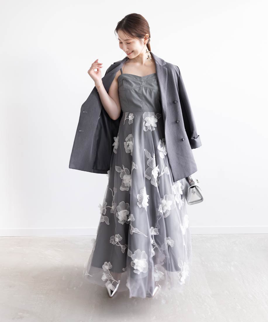 【SALE】3Dフラワービスチェワンピース