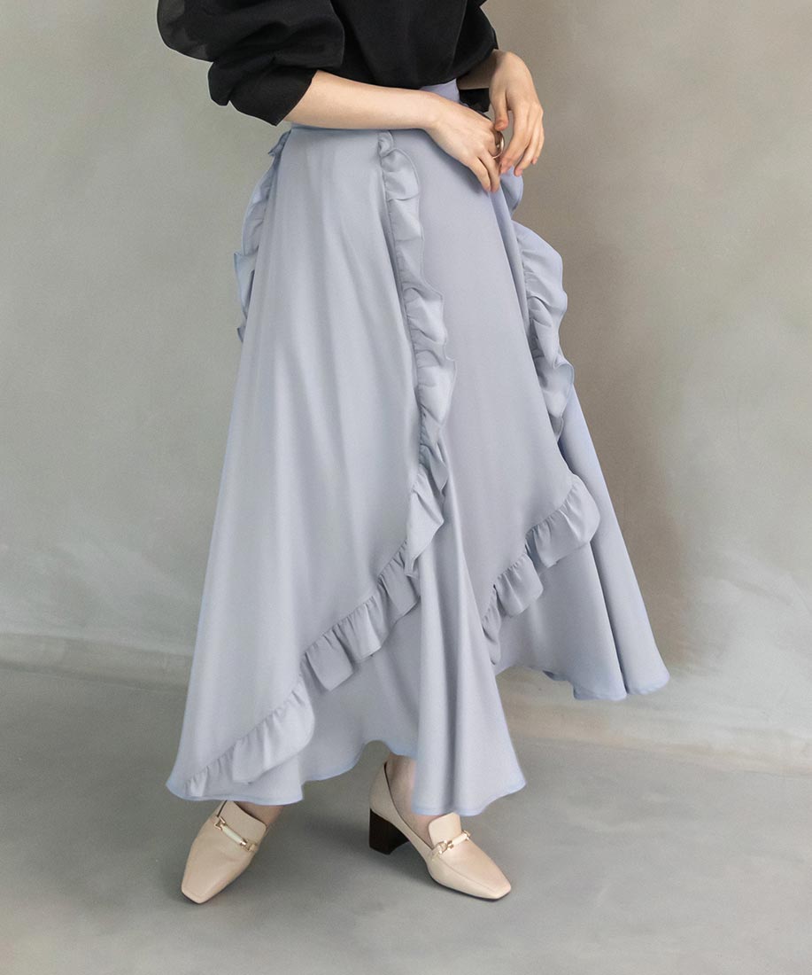 SALE】ラッフルフリルロングスカート