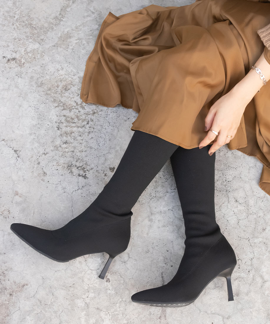 SALE】ソフト ストレッチ ニットロングソックスブーツ
