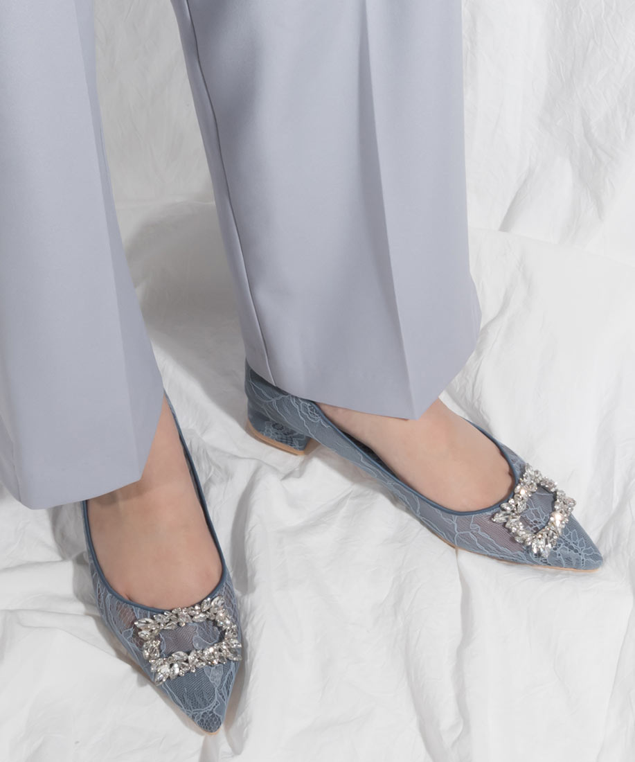 ソフト レースメッシュビジューバックルパンプスranda公式サイト