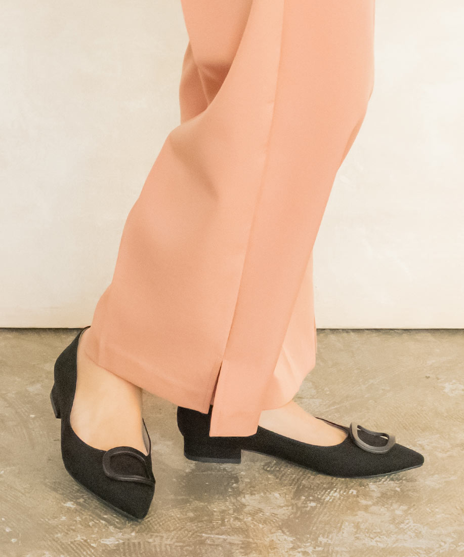 SALE】スクエアパーツフラットパンプス