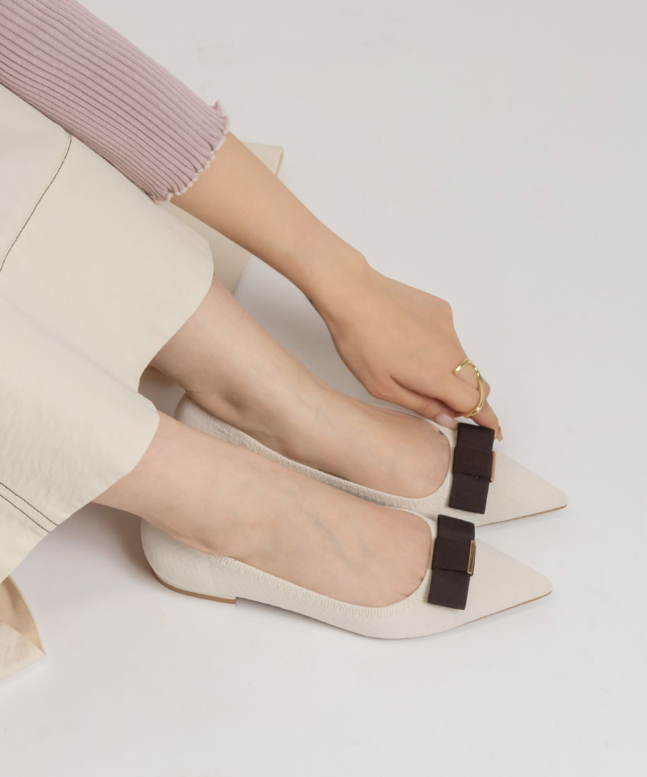 SUSTAINABLE】リボンニットフラットパンプスRANDA公式サイト