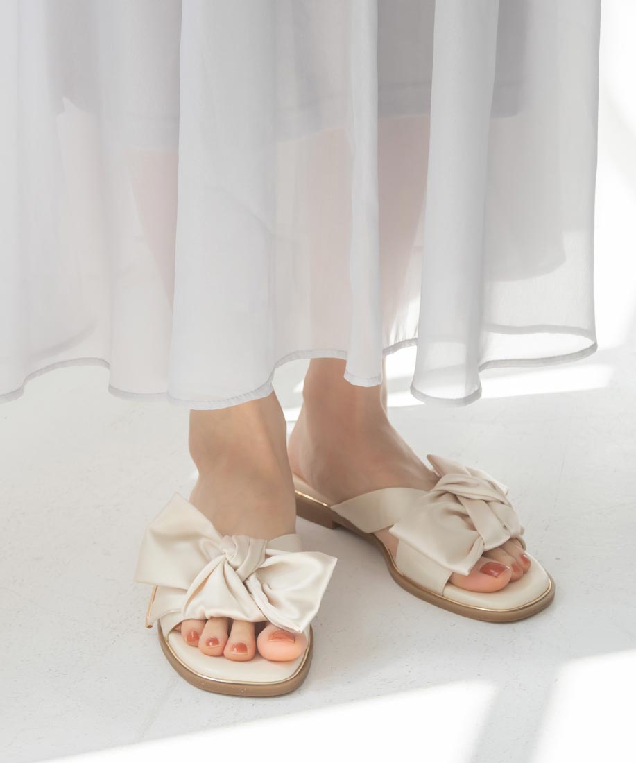 【SALE】ノットリボンフラットサンダル