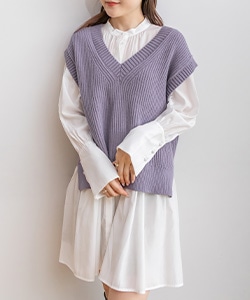 【SALE】ニットベストセットミニワンピース
