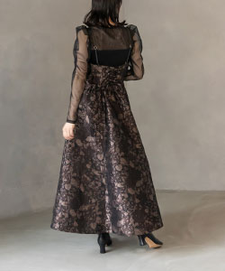【SALE】ジャガードフラワーワンピース