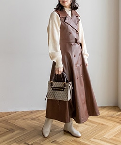 【SALE】PUロングジレワンピース