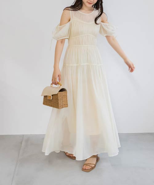 【SALE】2WAYスリーブギャザーデザインワンピース