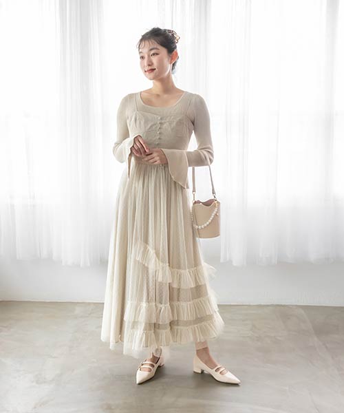 【佐藤晴美さん着用】ビスチェ風チュールワンピース