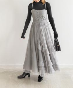 【SALE】ビスチェ風チュールワンピース