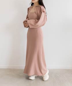 【SALE】【選べる丈感】ボレロセットニットワンピース