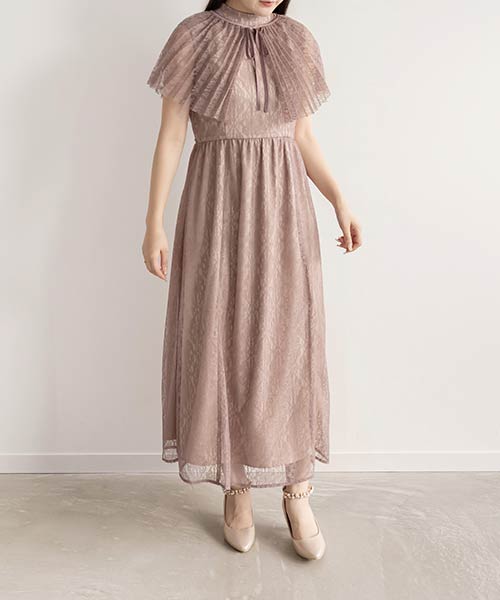 【SALE】マルチWAYケープ付きレースワンピース