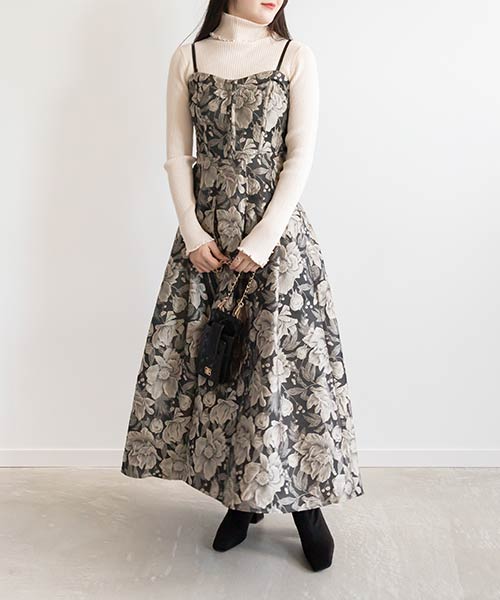 【SALE】フラワージャガードワンピース