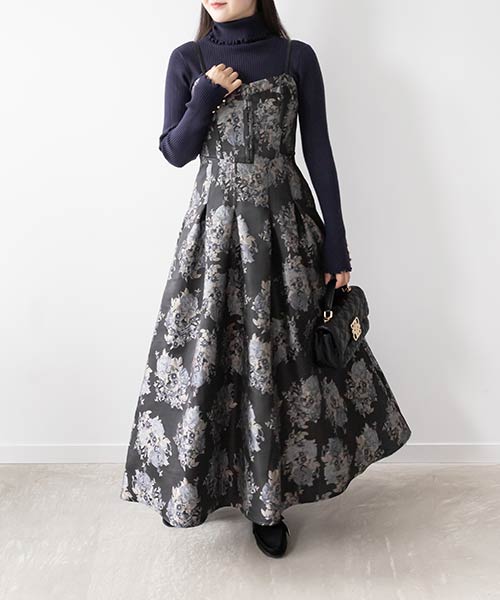 【SALE】フラワージャガードワンピース