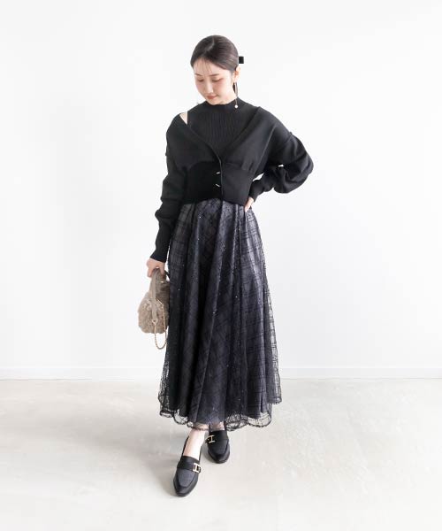 【SALE】チュールドッキングボレロワンピース