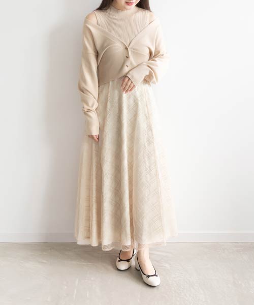 【SALE】チュールドッキングボレロワンピース
