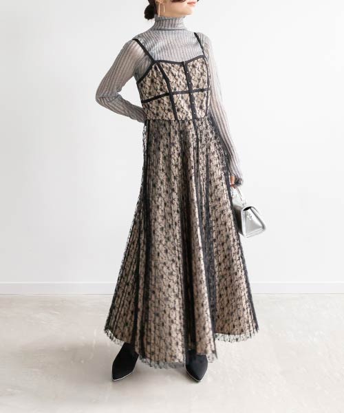 【SALE】コルセットライクレースキャミワンピース