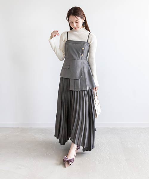 【SALE】プリーツレイヤードキャミワンピース
