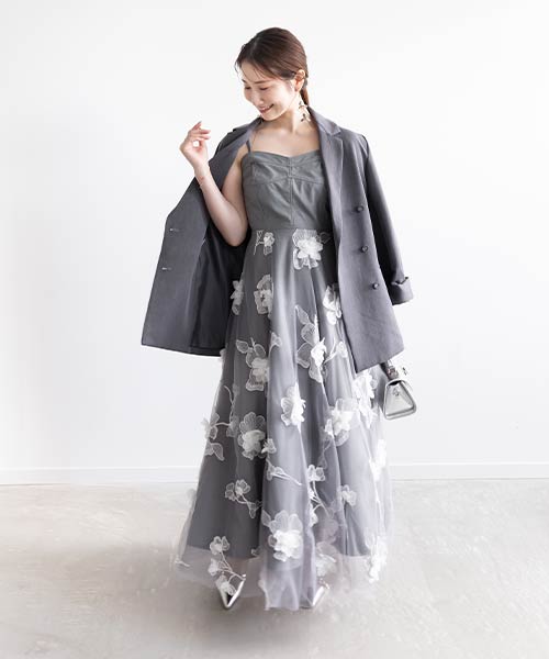 【SALE】3Dフラワービスチェワンピース