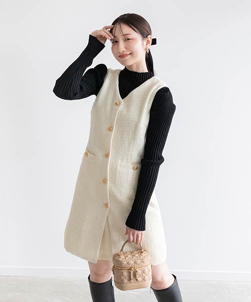 【SALE】微ラメツイードミニワンピース