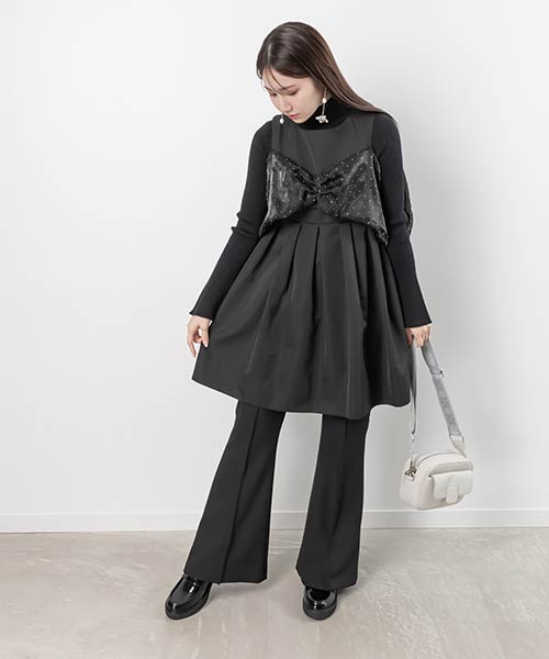 【SALE】ラインストーンリボンミニワンピース